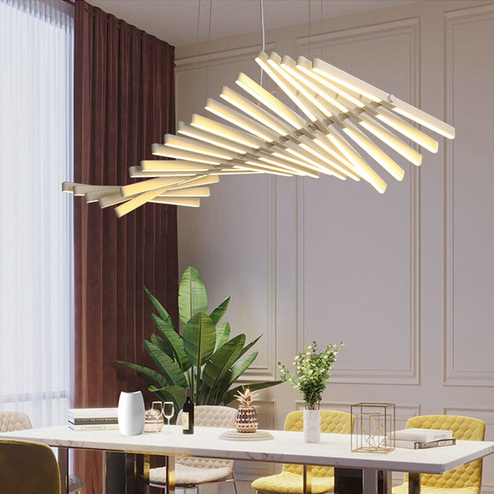 Lustre design LED réglable avec baguettes métalliques Lucian
