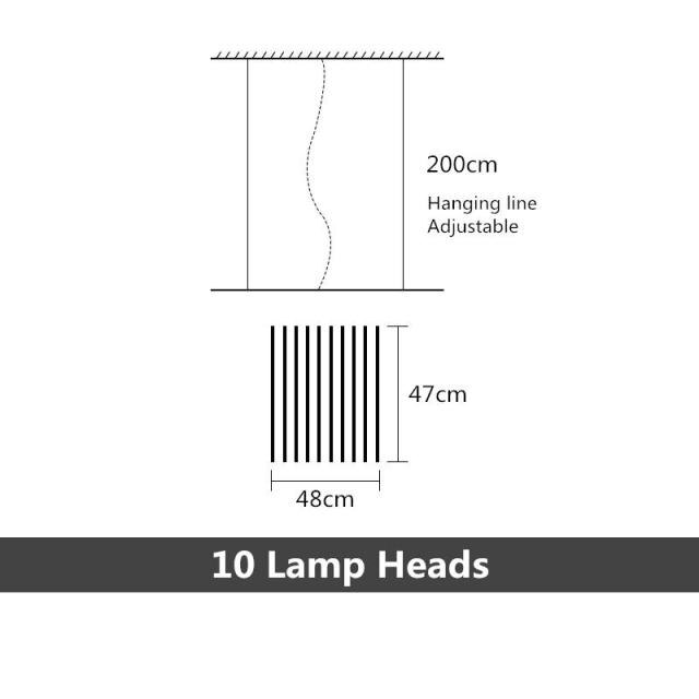 Araña design LED regulable con varillas de metal Lucian