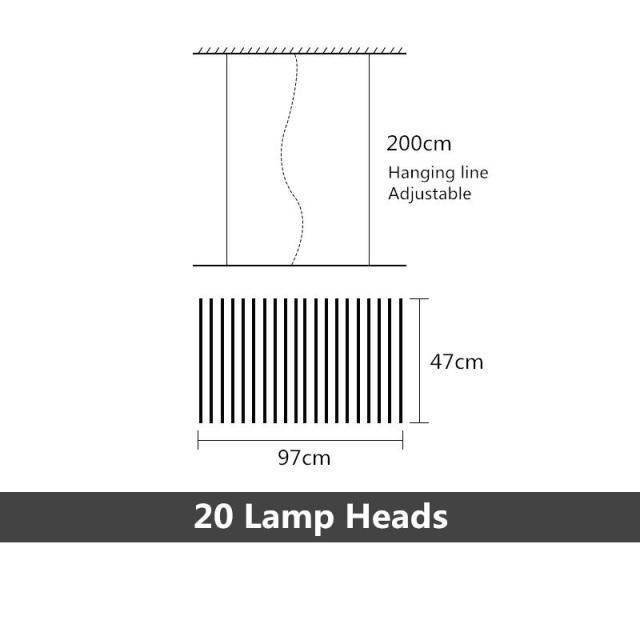Araña design LED regulable con varillas de metal Lucian