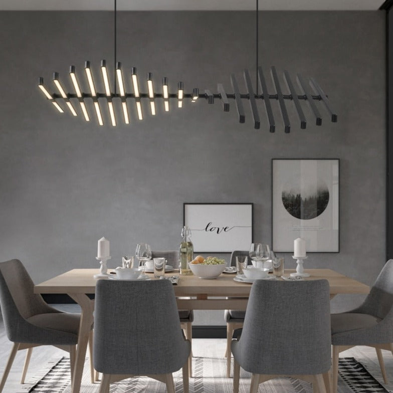 Lustre design LED réglable avec baguettes métalliques Lucian - vue 8 sur 14
