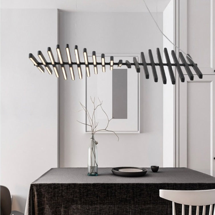 Lucian adjustable LED chandelier with metal rods