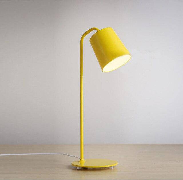 Desk and bedside lamp with metal base and lampshade