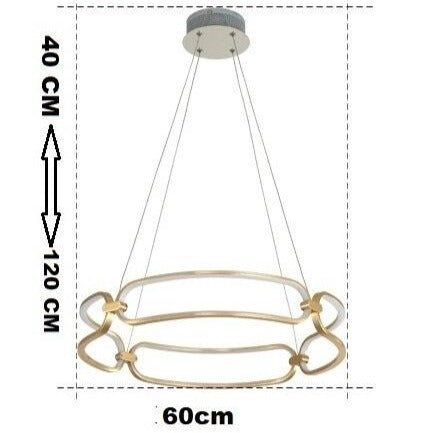 Lustre design à LED doré avec anneaux Pavia