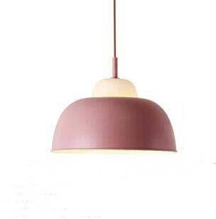 pendant light colored lampshade in industrial metal