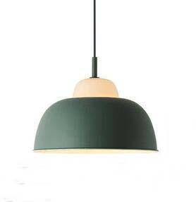 pendant light colored lampshade in industrial metal