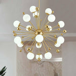 Lustre design LED doré avec plusieurs boule en verre Creative