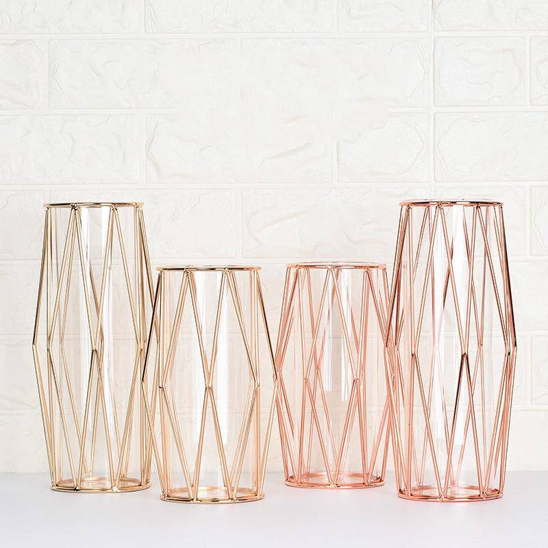 Vase design en métal et verre style Wedding