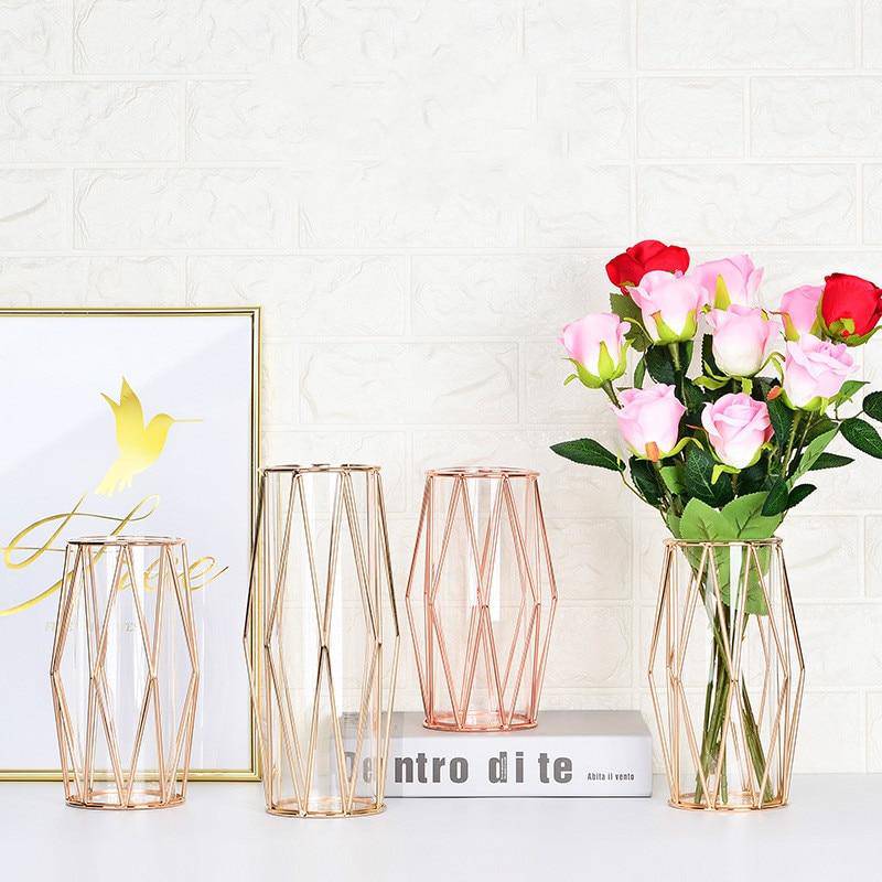 Design vase in metal and glass Wedding style