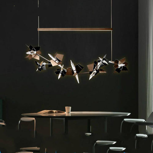 Modern design chandelier with flat chrome plates Flate