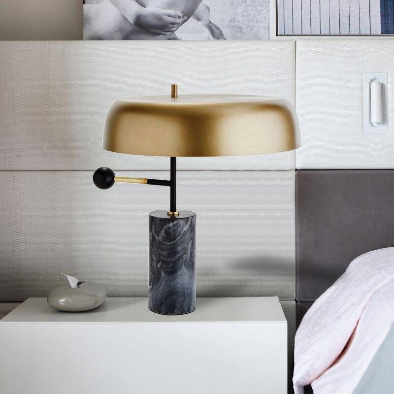 LED design table lamp in marble with lampshade