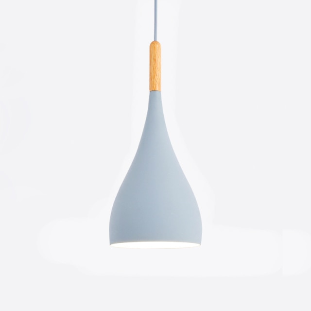 pendant light Colored metal LED and Nordic wooden stick