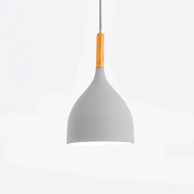 Suspension LED en métal coloré et baton en bois Nordic