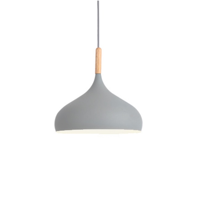 pendant light Colored metal LED and Nordic wooden stick