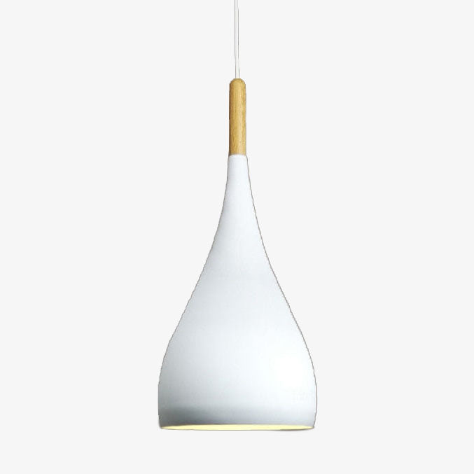 pendant light Colored metal LED and Nordic wooden stick