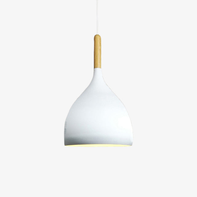 pendant light Colored metal LED and Nordic wooden stick