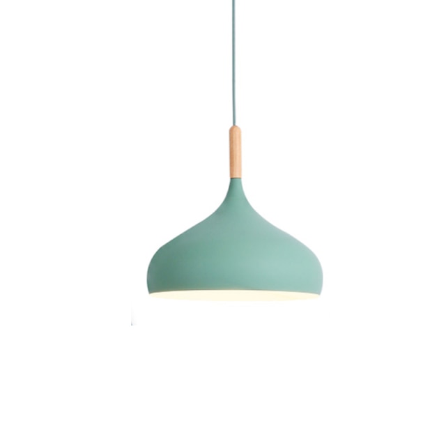 pendant light Colored metal LED and Nordic wooden stick