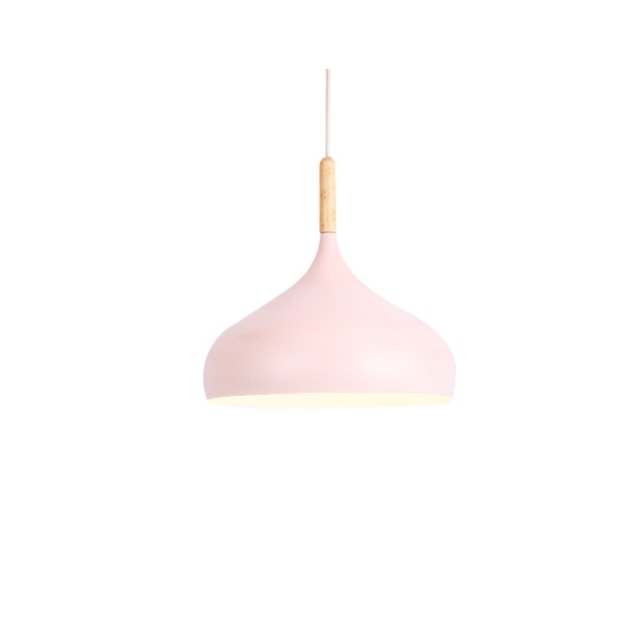 pendant light Colored metal LED and Nordic wooden stick