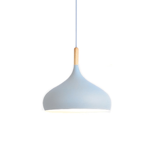 pendant light Colored metal LED and Nordic wooden stick