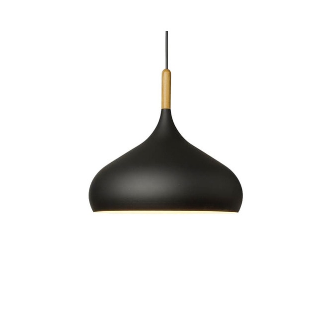 pendant light Colored metal LED and Nordic wooden stick