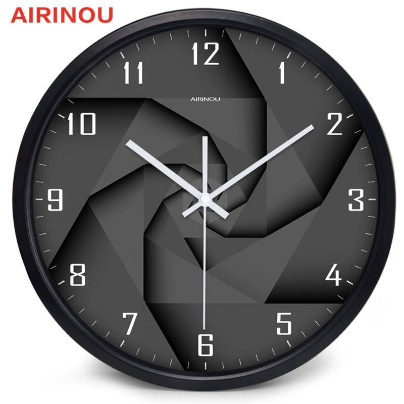 Horloge murale design noire style 3D avec chiffres Vortex