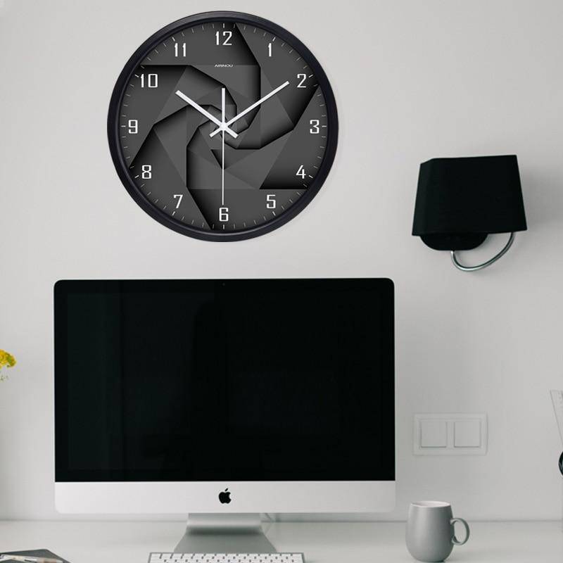 Horloge murale design noire style 3D avec chiffres Vortex