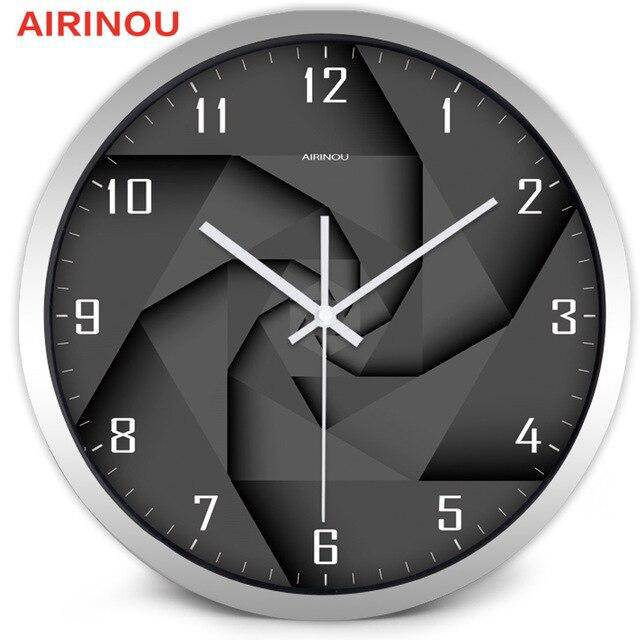 Horloge murale design noire style 3D avec chiffres Vortex