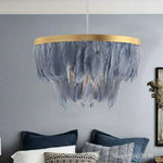 Suspension ovale LED en plumes colorées Hangly
