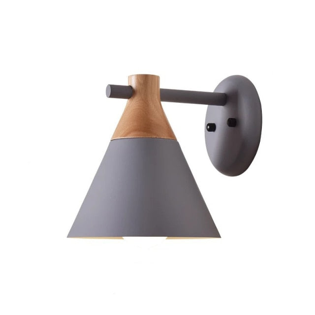 wall lamp modern wall with lampshade conical and wooden Alode