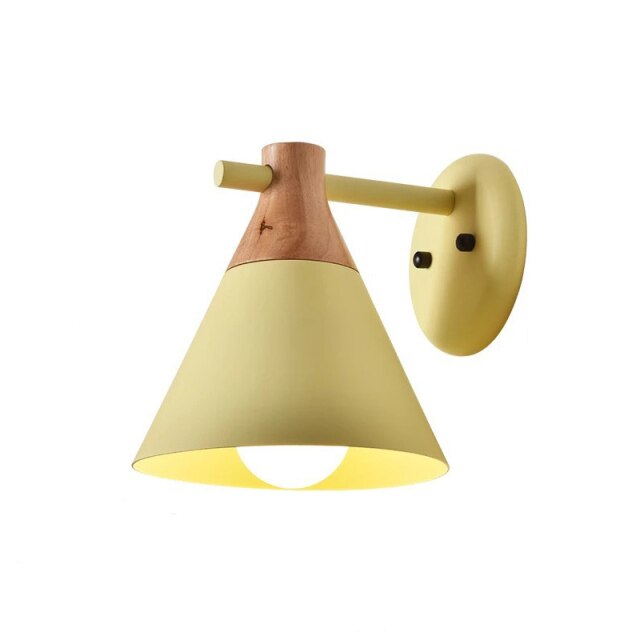 wall lamp modern wall with lampshade conical and wooden Alode