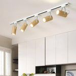 Plafonnier moderne LED avec plusieurs spots en bois Coffee