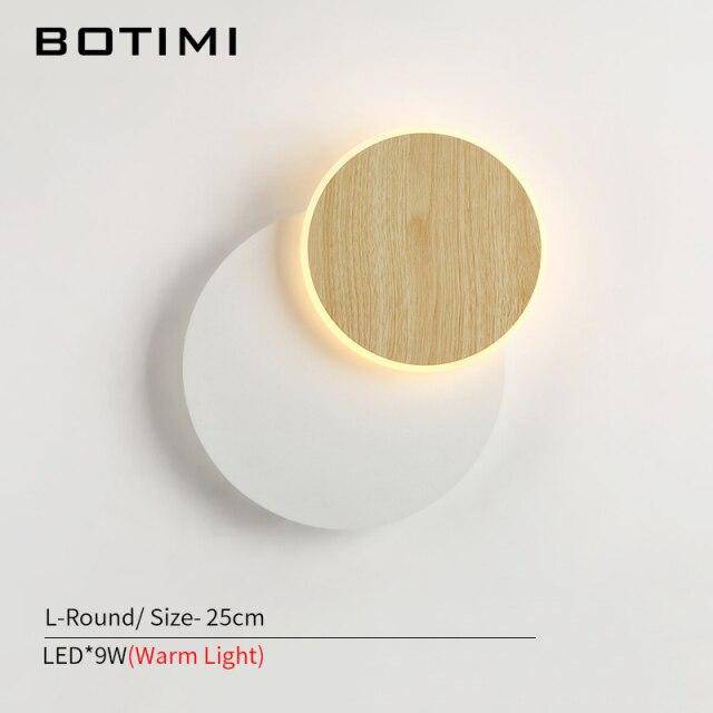 Moderno aplique LED con dos bases geométricas de madera y metal