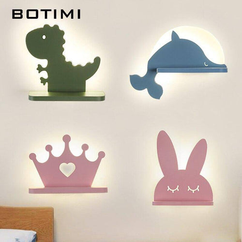 Lámpara LED de pared con estante de dibujos animados para niños