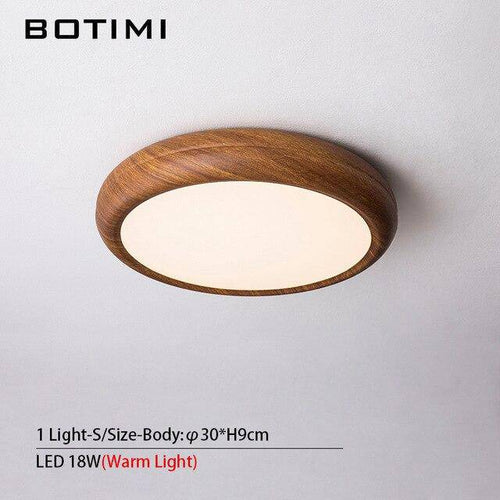 Plafonnier moderne LED rond imitation bois