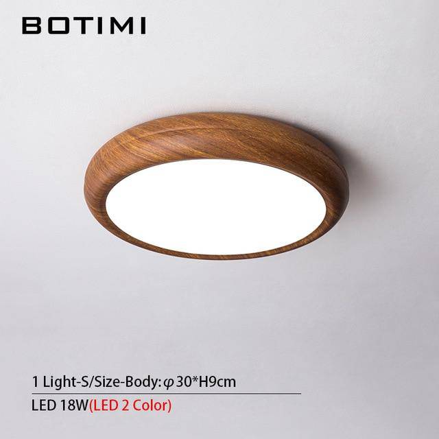 Plafonnier moderne LED rond imitation bois