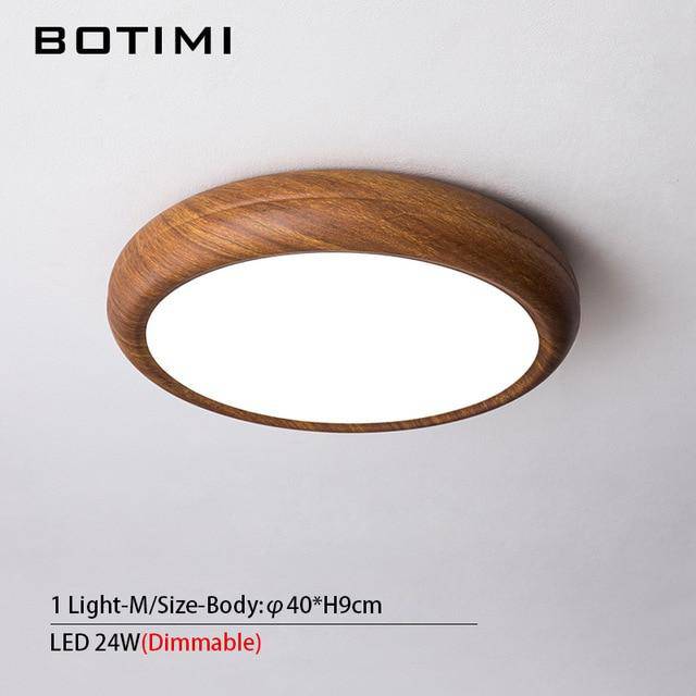 Plafonnier moderne LED rond imitation bois - vue 4 sur 15
