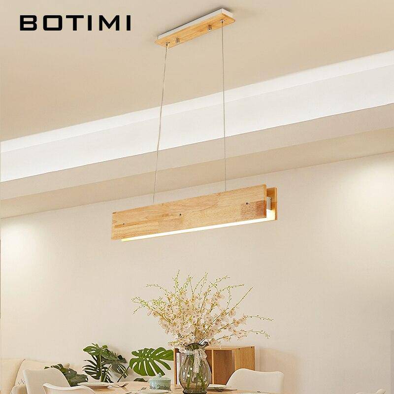 Suspension moderne LED rectangle en bois scandinave