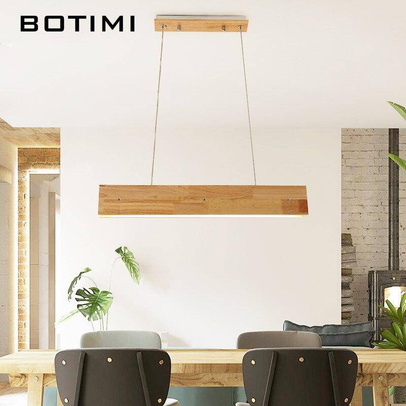 Suspension moderne LED rectangle en bois scandinave