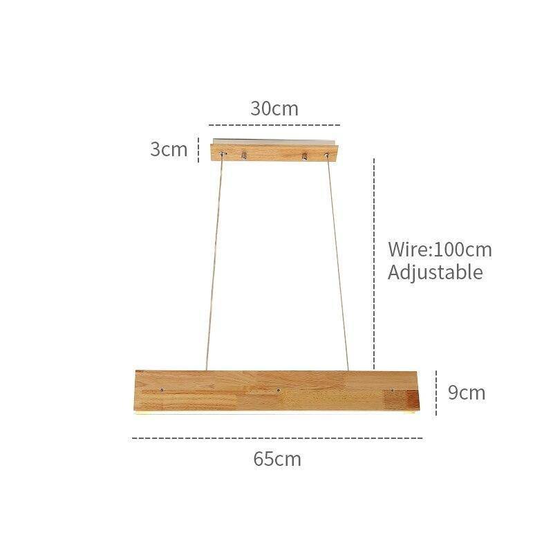 Suspension moderne LED rectangle en bois scandinave