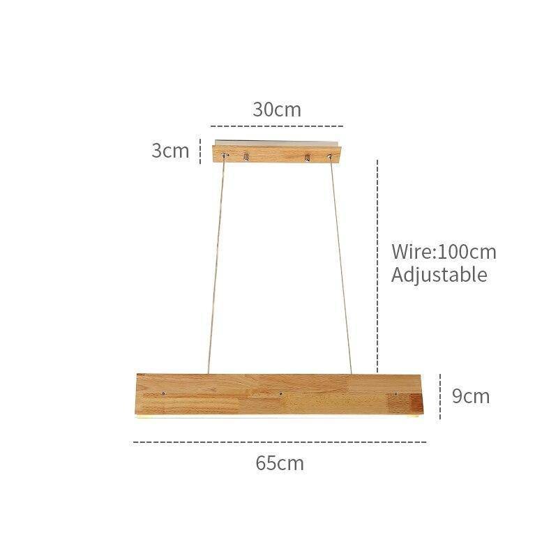 Lámpara de suspensión moderno rectángulo LED en madera escandinava