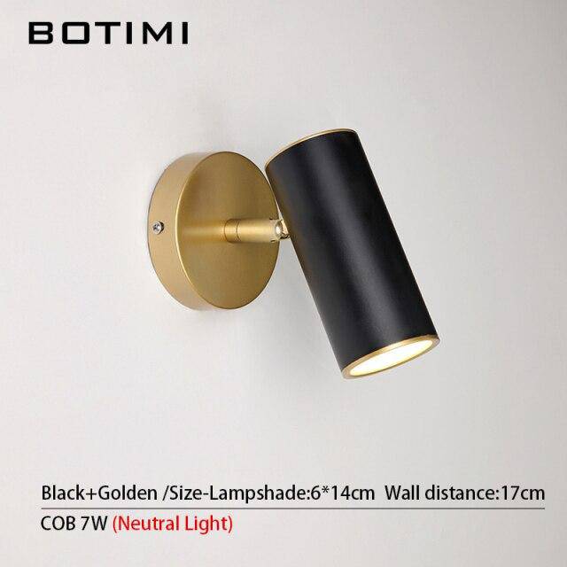 wall lamp LED wall light with Spotlight cylindrical gold metal