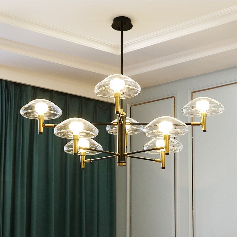 Lustre moderne abat-jours en forme de méduse en verre Hailey