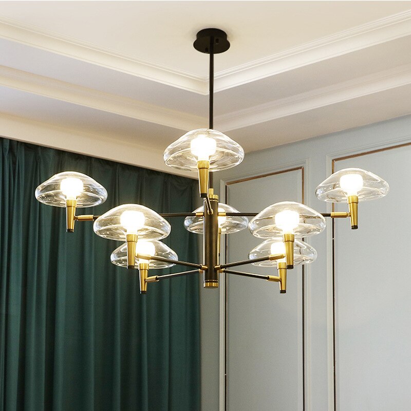 Modern chandelier with jellyfish-shaped glass shades Hailey