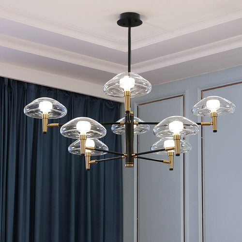 Modern chandelier with jellyfish-shaped glass shades Hailey