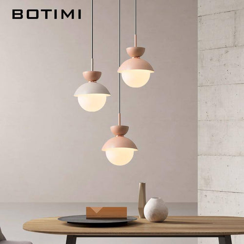 pendant light LED design in glass and colored metal Hang