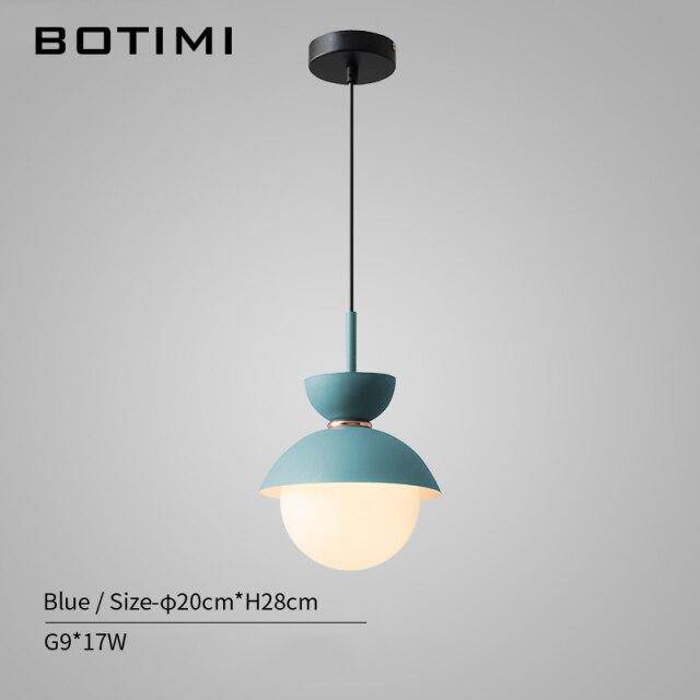 pendant light LED design in glass and colored metal Hang