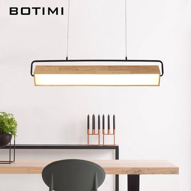 Lustre moderne LED allongé en bois Hang