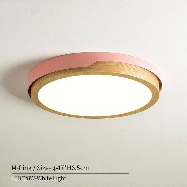 Plafonnier LED en bois et métal Nordic (plusieurs couleurs)