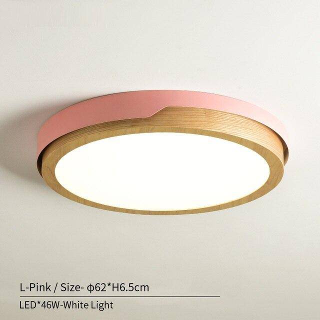 Plafonnier LED en bois et métal Nordic (plusieurs couleurs)