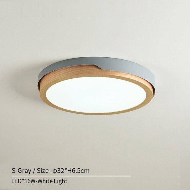 Plafonnier LED en bois et métal Nordic (plusieurs couleurs)