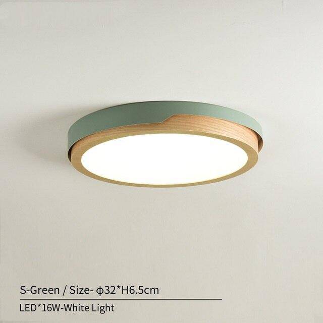 Plafonnier LED en bois et métal Nordic (plusieurs couleurs)